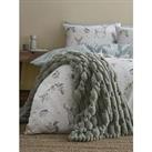 Bianca Carved Faux Fur Cosy Throw In Sage