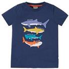 Frugi Boys Avery Shark Applique T-Shirt - Navy