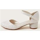 Monsoon Girls Pretty Lacey Two Part Heel Shoes - Ivory