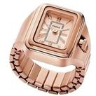 Fossil Raquel Watch Ring Two-Hand Rose Gold-Tone Stainless Steel