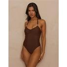 Moda Minx Amour Ruched Swimsuit In Brown
