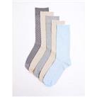 River Island Formal Texture Socks 5 Pack - Pastel Multi