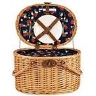 Summerhouse By Navigate Strawberries & Cream 2 Person Insulated Wicker Picnic Basket With Contents - Navy