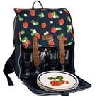 Summerhouse By Navigate Strawberries & Cream 4 Person Insulated Picnic Backpack With Contents - Navy