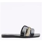 River Island Wide Fit Cut Out Leather Sandal - Black