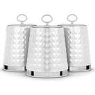 Tower Solitaire Set Of 3 Canisters - White