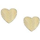 Fossil Harlow Linear Texture Heart Gold-Tone Stainless Steel Stud Earrings