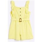 River Island Girls Textured Belted Playsuit - Yellow