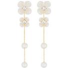 Jon Richard White Floral And Freshwater Pearl Linear Earring