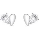 Simply Silver Sterling Silver 925 Polished And Cubic Zirconia Heart Stud Earring