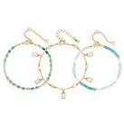 Mood Gold Blue Coastal Bead And Mother Of Pearl Charm Multipack Bracelet - Pack Of 3