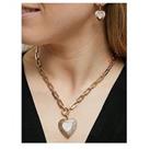 Mood Gold Mother Of Pearl Textured Heart Short Pendant Necklace