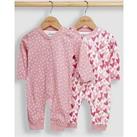 Jojo Maman Bebe Girls 2-Pack Love Heart Sleepsuits - Pink