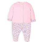 Jojo Maman Bebe Girls 2-Piece Sleepsuit & Velour Jacket Set - Pink
