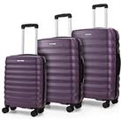 Rock Luggage Berlin 8 Wheel Hardshell 3Pc Suitcase Set - Purple