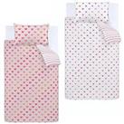 Catherine Lansfield Hearts And Stripes Duvet Cover Set Twin Pack - Pink