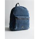 New Look Blue Washed Denim Large Backpack