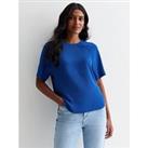New Look Bright Blue Woven Crew Neck T-Shirt