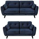 Very Home Paulo 3 + 2 Seater Fabric Sofa Set (Buy & Save!) - Navy - Fsc Certified