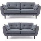 Very Home Paulo Fabric 3 + 2 Seater Sofa Set (Buy & Save!) - Midnight - Fsc Certified
