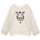Mango Younger Boys Embroidered Zebra Sweat Top - Beige