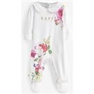 Ted Baker Baby White Floral Collared Sleepsuit