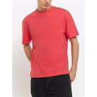River Island Short Sleeve Ri Studio Regular Fit Washed T-Shirt - Dark Red
