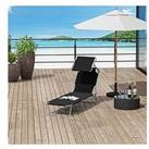 Outsunny Sun Lounger (With Built-In Visor) - Black