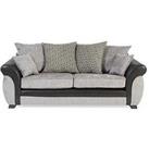 Marino Fabric/Faux Leather 3 Seater Scatter Back Sofa - Grey/Black