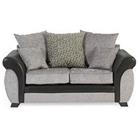 Marino Fabric/Faux Leather 2 Seater Scatter Back Sofa - Grey/Black