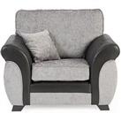 Marino Fabric/Faux Leather Armchair - Grey/Black
