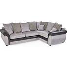 Marino Fabric/Faux Leather Right Hand Scatter Back Corner Group Sofa - Grey/Black