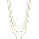 Mood Gold Crystal And Pearl Charm Layered Necklace