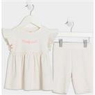 River Island Mini Mini Girls Ribbed Peplum Shorts Set - Cream