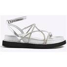 River Island Strappy Rope Sandal - Silver