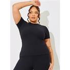In The Style Black Crew Neck Short Sleeve Rib Top