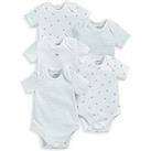 Mamas & Papas Baby Boys 5 Pack Turtle Short Sleeve Bodysuits - Blue