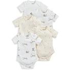 Mamas & Papas Baby Girls 5 Pack Bunny Floral Short Sleeve Bodysuits - Pink