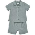 Mamas & Papas Baby Boys 2 Piece Linen Shirt And Shorts Set - Green