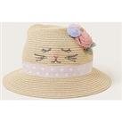 Monsoon Baby Girls Kitty Straw Hat - Natural