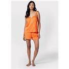 Chelsea Peers Satin Jacquard Palm Short Pyjama Set - Orange