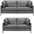 Violino Ava 3 + 2 Seater Recliner Leather Sofa Set (Buy & Save!) - Dark Grey