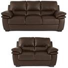 Verona 3 + 2 Seater Leather/Faux Leather Sofa Set (Buy & Save!) - Chocolate