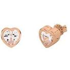Radley Love Ladies 18Ct Rose Gold Plated Sterling Silver Clear Stone Heart Stud Earrings