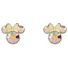 Disney 100 Minnie Mouse Silver & Yellow Gold Plated Studs With Crystals