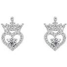 Disney Princess Sterling Silver Birthstone Crown Earrings - April