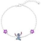Disney Sterling Silver Stitch And Flower Necklace