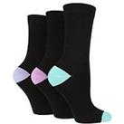 Glenmuir 3 Pack Fashion Heel & Toe Socks - Black Multi