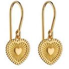 The Love Silver Collection Sterling Silver Gold Plated Sun Ray Heart Drop Earrings
