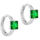 The Love Silver Collection Sterling Silver Green Cz Huggie Hoops